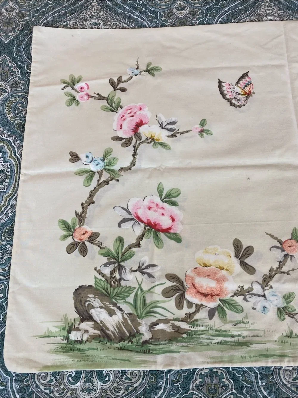 Asian Japanese pillow case by Springmaid floral garden w/butterfly